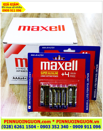 COMBO 01hộp 12vỉ=144viên (Vỉ 12viên) Pin AAA 1.5v Super Maxell LR03(GD), Giá 1.056.000 /Hộp144viên